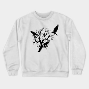 Crow  Raven - crows and tree silhouette Crewneck Sweatshirt